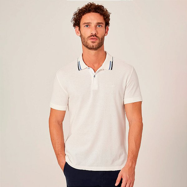 Camisa Polo Dudalina Jacquard In25 Off White Masculino