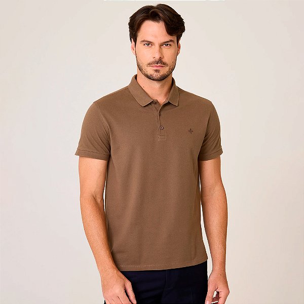 Camisa Polo Dudalina Essential Basic In25 Marrom Masculino