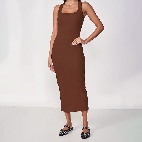Vestido Super Mid Colcci Canelada In25 Marrom Feminino