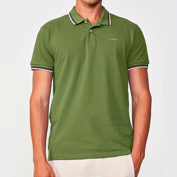 Camisa Polo Colcci 3 Lines In25 Verde Masculino