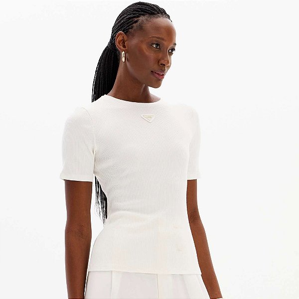 Blusa Canelada Lança Perfume Curta In25 Off White Feminino