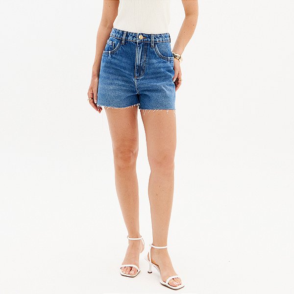 Short Jeans Lança Perfume Mom Super High In25 Azul Feminino