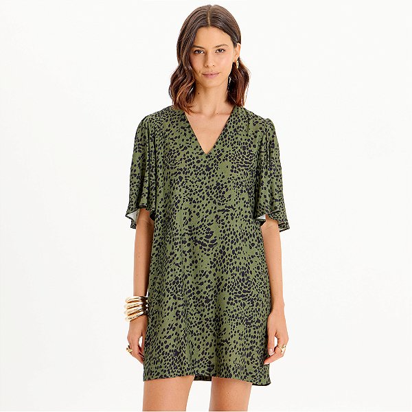 Vestido Curto Lança Perfume Estampado In25 Verde Feminino