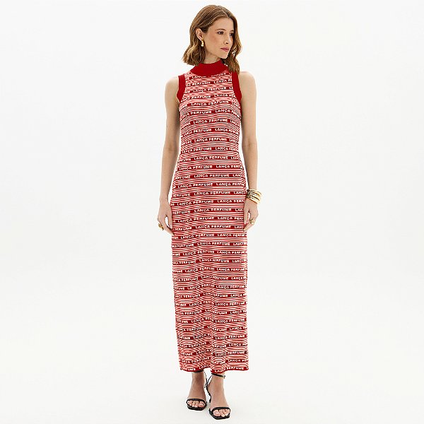 Vestido Super Mid Lança Perfume Trico In25 Vermelho Feminino