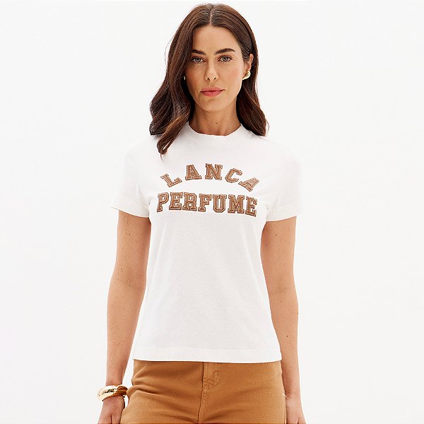 Camiseta Lança Perfume Bordado In25 Off White Feminino