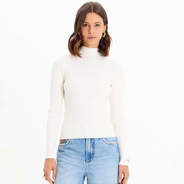 Blusa Tricot Lança Perfume Manga Lon In25 Off White Feminino