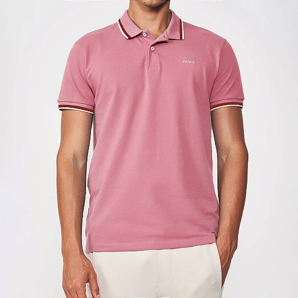 Camisa Polo Colcci 3 Lines In25 Rosa Masculino