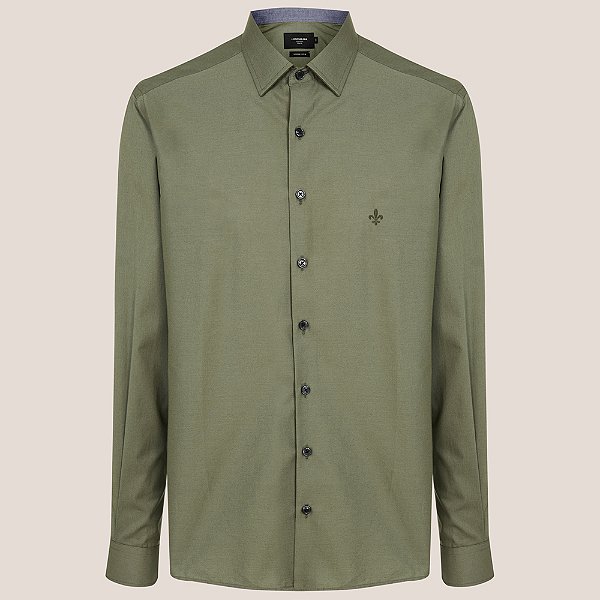 Camisa Dudalina Slim Tricoline Lisa In25 Verde Masculino