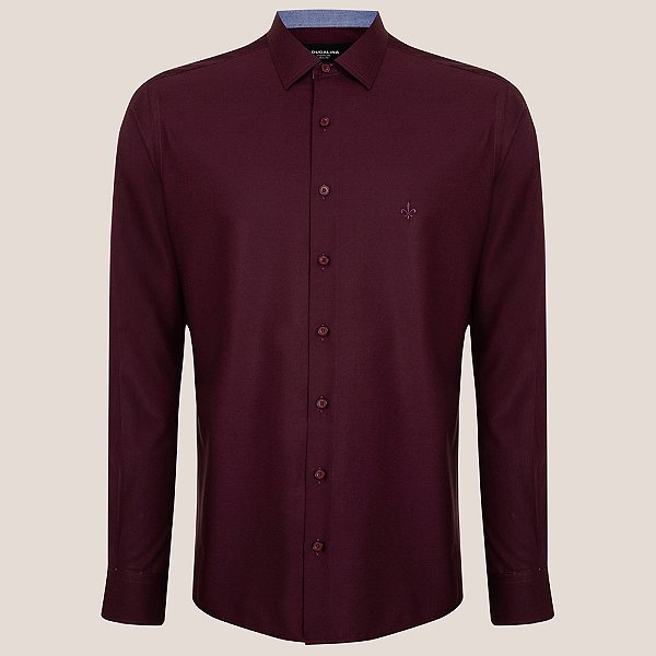 Camisa Dudalina Slim Tricoline Pr26 Bordô Masculino