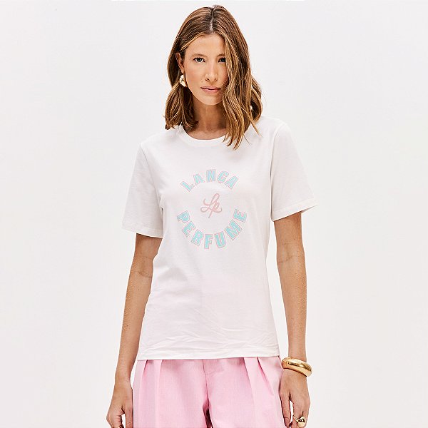 Camiseta Lança Perfume Name Pr26 Off White Feminino