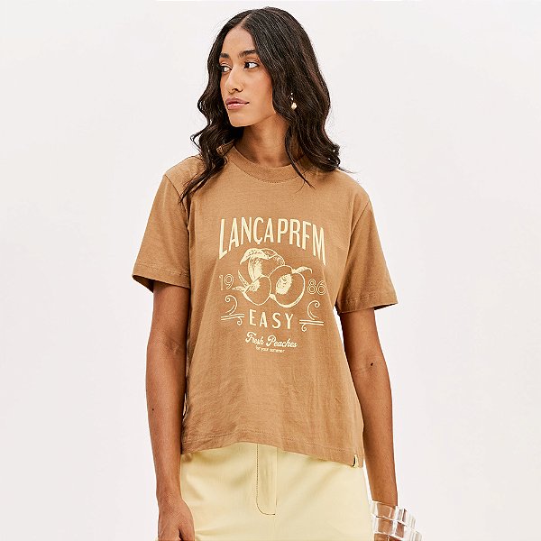 Camiseta Easy Lança Perfume Manga Curta Pr26 Bege Feminino