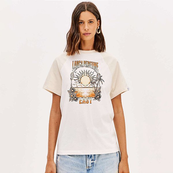 Camiseta Easy Lança Perfume Raglan Pr26 Off White Feminino
