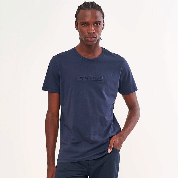 Camiseta Colcci Relevo Pr26 Azul Sideral Masculino