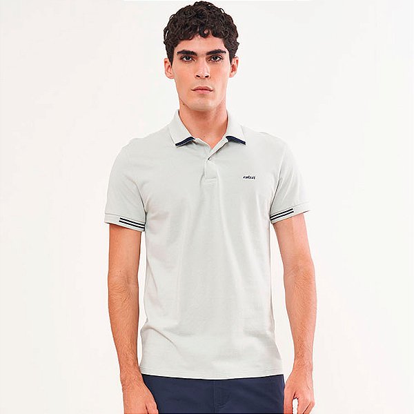 Camisa Polo Colcci Minimalist Pr26 Cinza Castelo Masculino