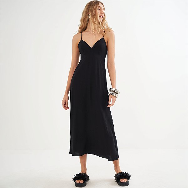 Vestido Super Mid Colcci Alças Pr26 Preto Feminino