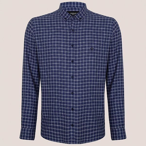 Camisa Dudalina Slim Oxford Xadrez Pr26 Marinho Masculino