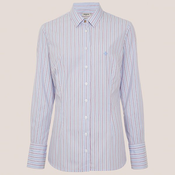 Camisa Dudalina Slim Listrado Pr26 Azul Claro Feminino