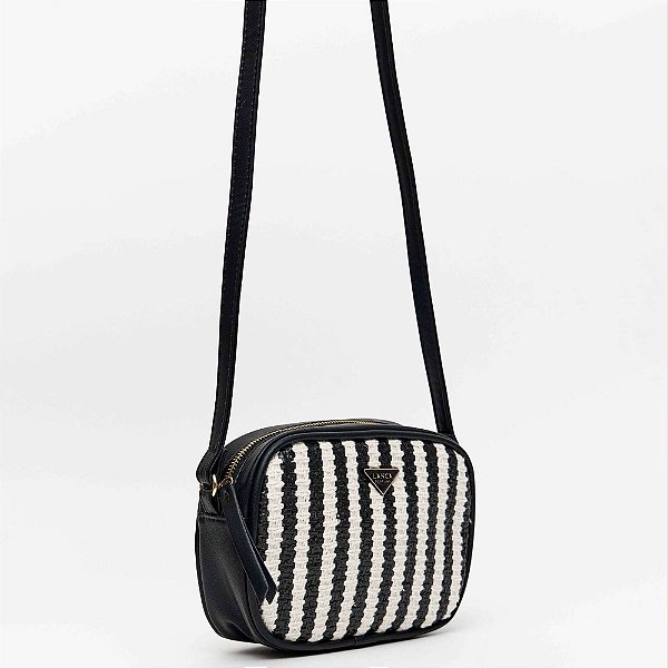Bolsa Crossbody Lança Perfume Listras Pr26 Preto Feminino