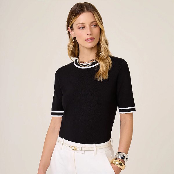 Camiseta Dudalina Mara Pr26 Preto Feminino