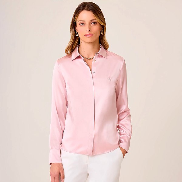 Camisa Seda Dudalina Lis Pr26 Rosa Claro Feminino