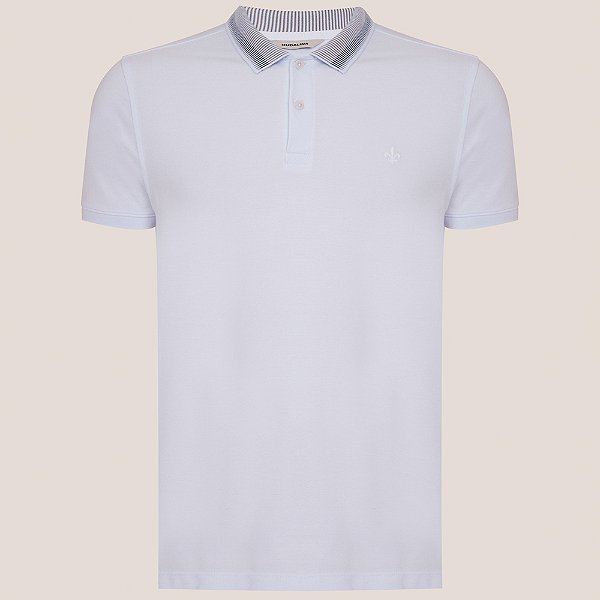 Camisa Polo Dudalina Gola Jacquard Pr26 Branco Masculino