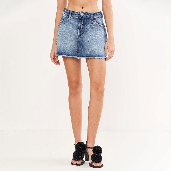 Saia Jeans Colcci Curto Pr26 Azul Feminino