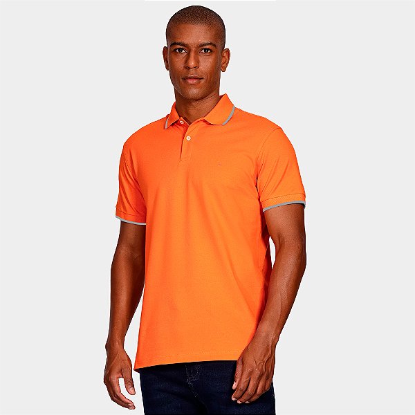 Camisa Polo Aramis Classic Friso Pr26 Laranja Masculino