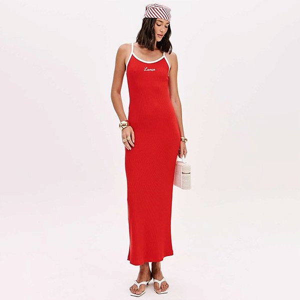 Vestido Super Mid Lança Perfume Friso Pr26 Vermelho Feminino