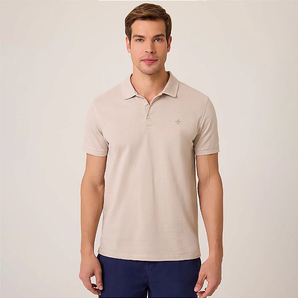 Camisa Polo Dudalina Essential Basic Pr26 Bege Masculino