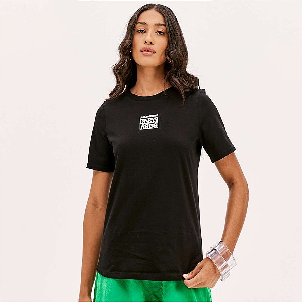 Camiseta Easy Lança Perfume Aplicação Pr26 Preto Feminino