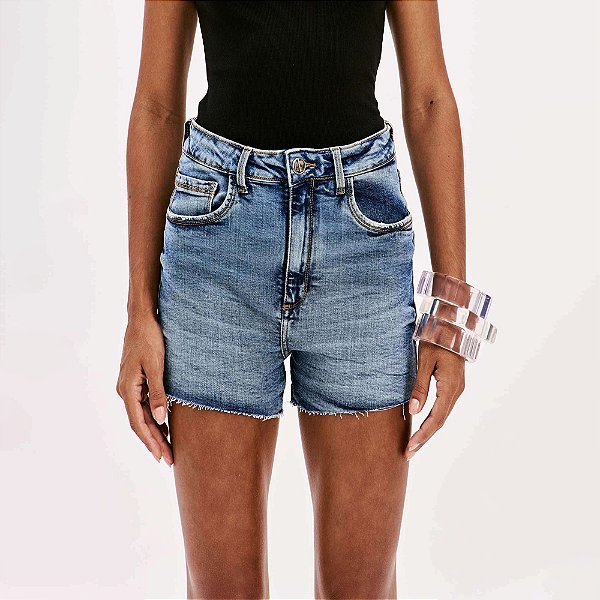 Short Jeans Easy Lança Perfume Hot Pants Pr26 Azul Feminino