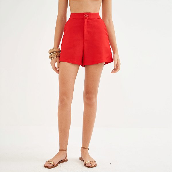 Short Linho Colcci Beauty Pr26 Vermelho Ife Feminino