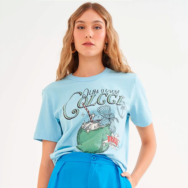 Camiseta Colcci Look Pr26 Azul Locci Feminino