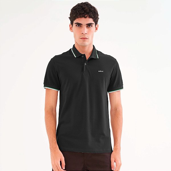 Camisa Polo Colcci 2 Listras Pr26 Preto Masculino