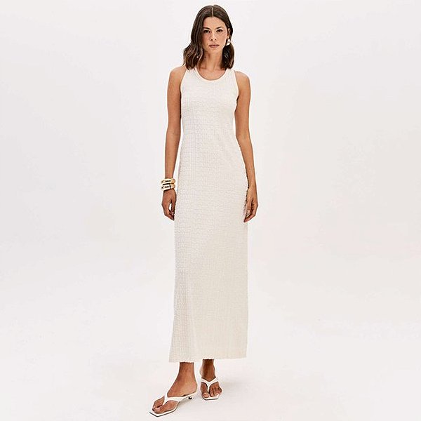 Vestido Super Mid Lança Perfume Evasê Pr26 Bege Feminino