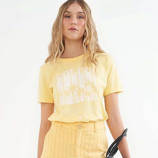 Camiseta Colcci Life is Good Pr26 Amarelo Cornish Feminino