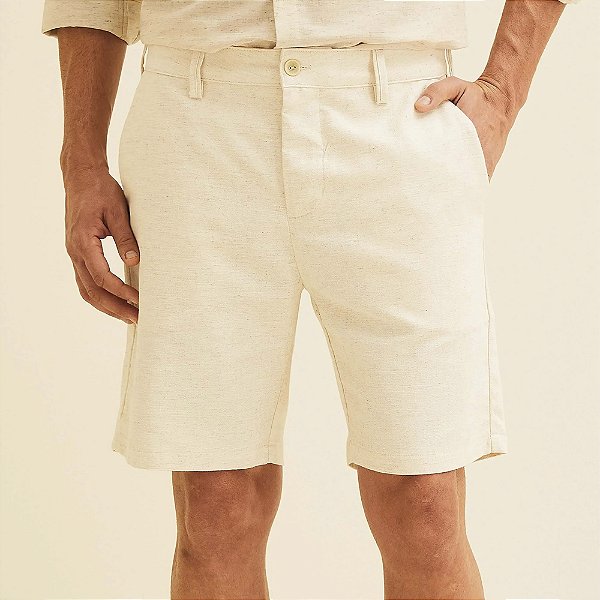 Bermuda Forum Linho Ve26 Bege Masculino