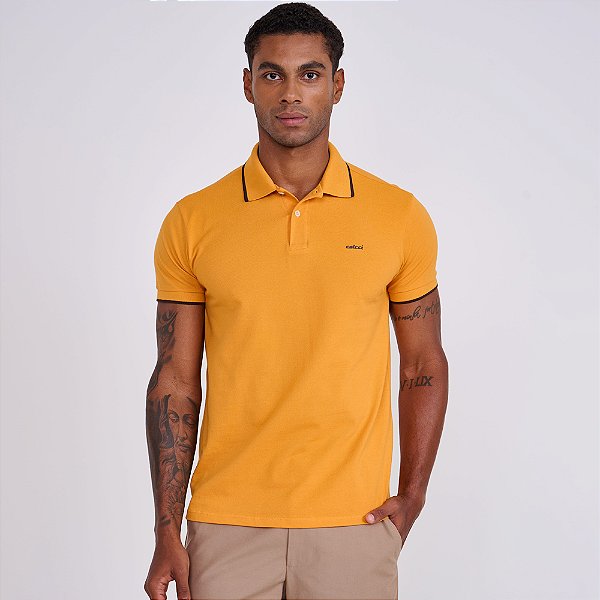 Camisa Polo Colcci One Line Ve26 Laranja Masculino