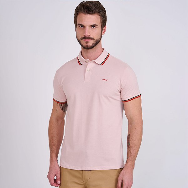 Camisa Polo Colcci Triple Line Ve26 Rosa Masculino