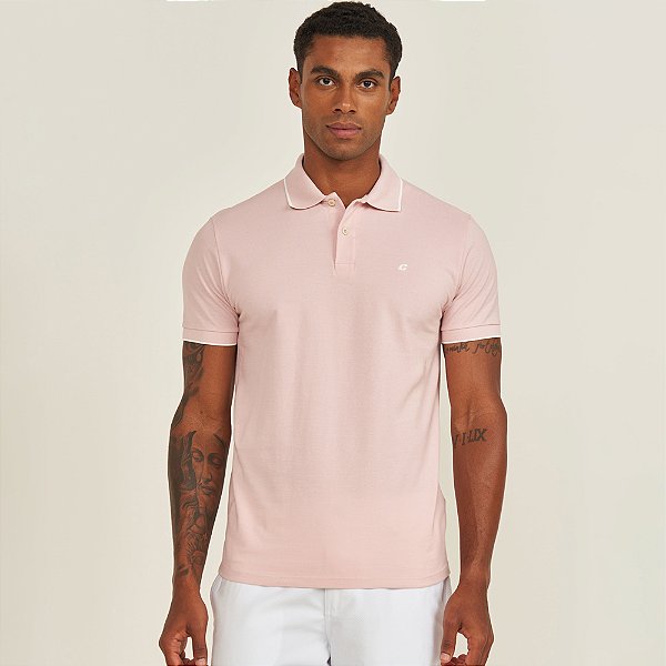 Camisa Polo Colcci One Logo Ve26 Rosa Masculino