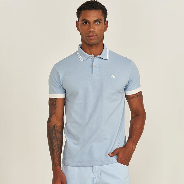 Camisa Polo Colcci Faixa Ve26 Azul Masculino