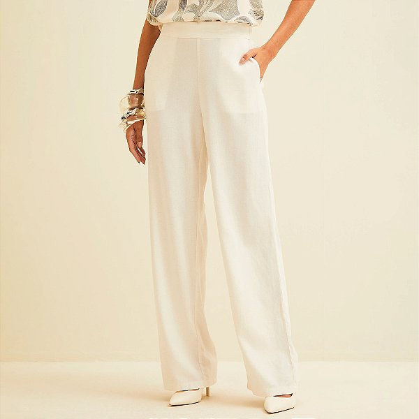 Calça Forum Linho Ve26 Off White Feminino