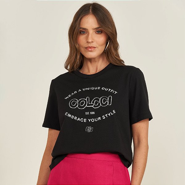 Camiseta Colcci Outfit Ve26 Preto Feminino