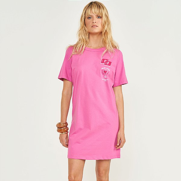 Vestido Curto Colcci Tshirt Ve26 Rosa Feminino