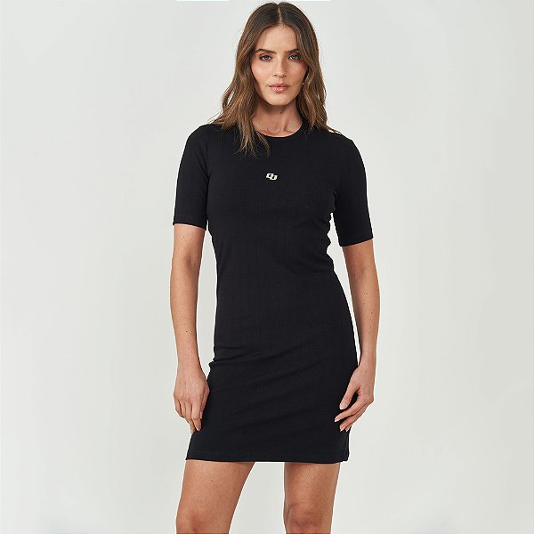 Vestido Curto Colcci Canelado Ve26 Preto Feminino