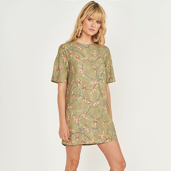 Vestido Curto Colcci Animal Ve26 Verde Feminino