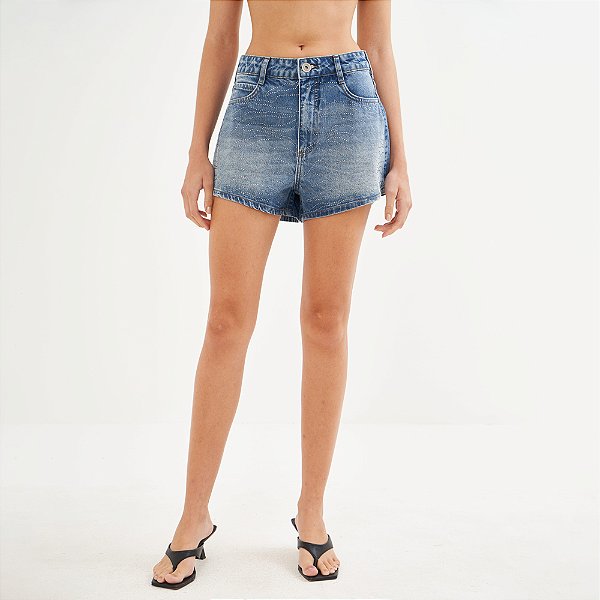 Short Jeans Colcci Jade Aplicação Pr26 Azul Feminino