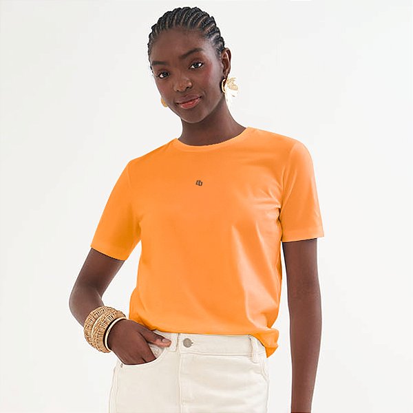 Camiseta Colcci Iconic Metal Pr26 Laranja Pitanga Feminino