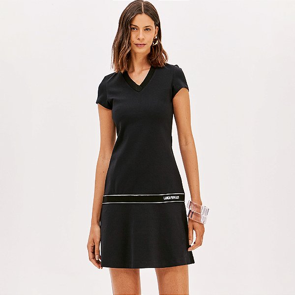 Vestido Curto Easy Lança Perfume Manga Pr26 Preto Feminino
