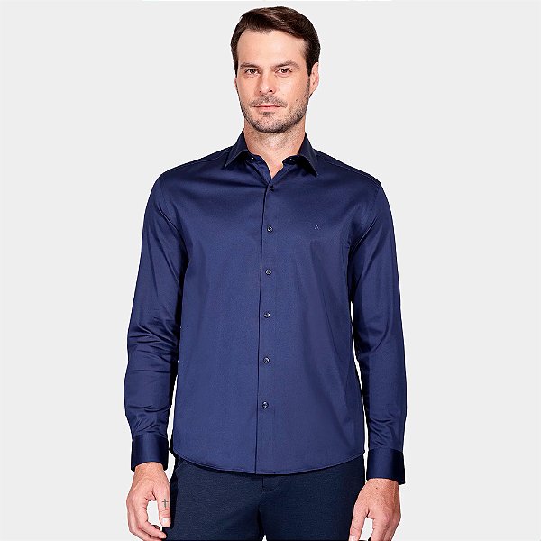 Camisa Aramis Slim Cetim Pr26 Marinho Masculino